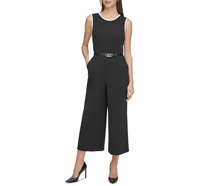 Karl Lagerfeld Paris Sleeveless Cropped Belted Jumpsuit