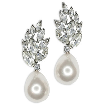 Kenneth Jay Lane Crystal Cluster & Imitation Pearl Clip On Earrings, 2L
