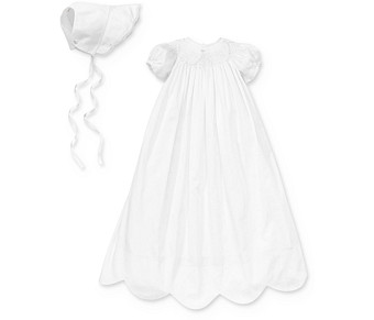 Kissy Kissy Girls' Scalloped Christening Gown & Bonnet Set - Baby