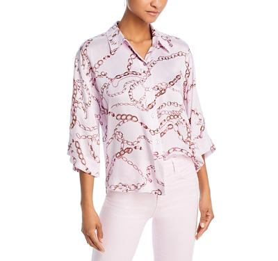L'Agence Patrice Printed Button Front Silk Shirt