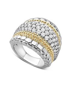 Lagos 18K Gold and Sterling Silver Diamond Lux Large Ring