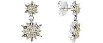 Lagos 18K Gold & Sterling Silver North Star Diamond Double Drop Earrings