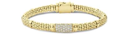 Lagos 18K Yellow Gold Caviar Diamond Slim Station Bracelet