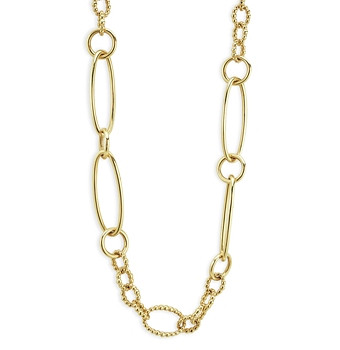 Lagos 18K Yellow Gold Signature Caviar Oval Link Chain Necklace, 20