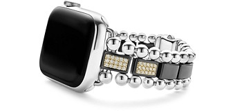 Lagos 18K Yellow Gold Smart Caviar Half Diamond Apple Watch Bracelet, 38-45mm