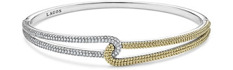 Lagos 18K Yellow Gold & Sterling Silver Caviar Lux Clip Diamond Bangle Bracelet - 100% Exclusive