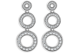 Lagos Sterling Silver Caviar Spark Diamond Triple Circle Drop Earrings