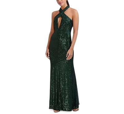 Laundry by Shelli Segal Sequin Cutout Halter Gown