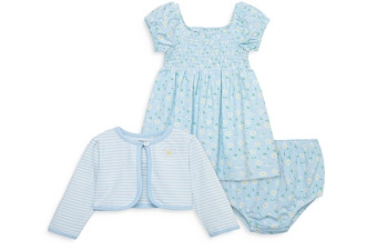 Little Me Girls' Daisy Cardigan, Printed Dress & Panty Set - Baby