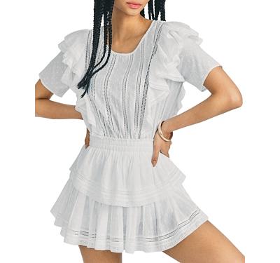 LoveShackFancy Natasha Short Sleeve Eyelet Mini Dress in White