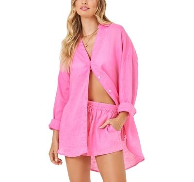 L*Space Rio Button Front Linen Cover Up Tunic
