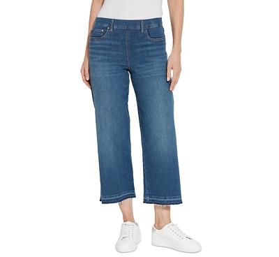 Lysse Frances High Rise Cropped Wide Leg Jeans in Authentic Midwash