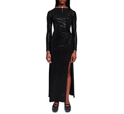 Maje Long Sleeve Sequined Gown