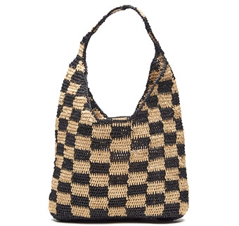 mar Y sol Abby Raffia Checkered Shoulder Bag
