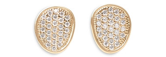 Marco Bicego 18K Yellow Gold Lunaria Alta Diamond Pave Stud Earrings