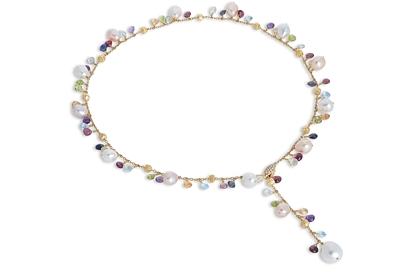 Marco Bicego 18K Yellow Gold Paradise Pearl Diamond, Mixed Gemstone and Cultured Freshwater Pearl Y Necklace, 17