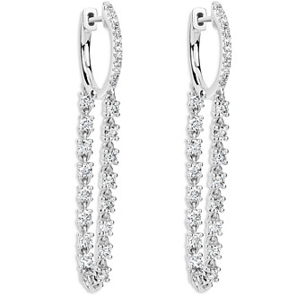 Meira T 14K White Gold Diamond Chain Drop Hoop Earrings