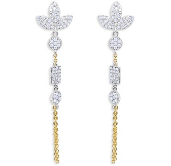 Meira T 14K White & Yellow Gold Diamond Pave Chain Drop Earrings