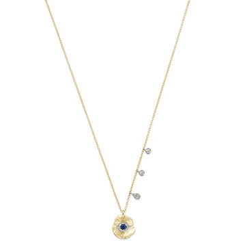 Meira T 14K White & Yellow Gold Evil Eye Sapphire & Diamond Disc Pendant Necklace, 16
