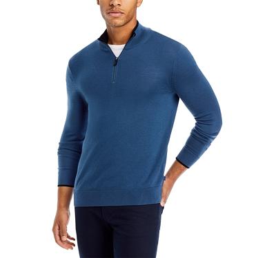 Michael Kors Contrast Trim Merino Wool Quarter Zip Sweater