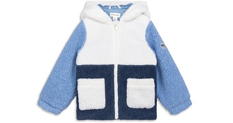 Miles The Label Boys' Hooded Color Blocked Faux Sherpa Jacket - Little Kid