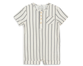 Miles the Label Boys' Striped Henley Romper - Baby