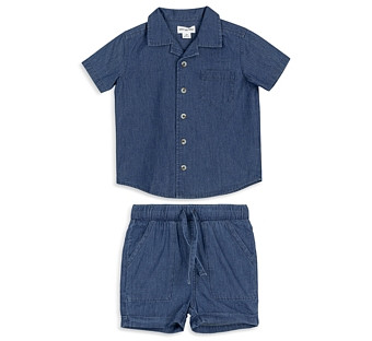 Miles The Label Boys' Two Piece Chambray Shirt & Shorts Set - Baby
