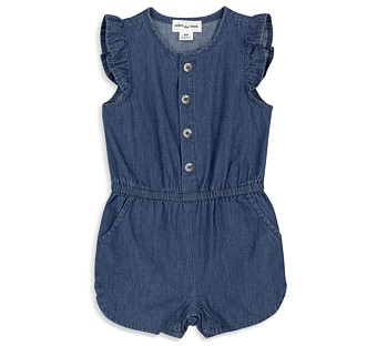 Miles The Label Girls' Cotton Chambray Romper - Baby