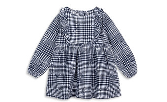 Miles The Label Girls' Floral Embroidered Brushed Flannel Checkered Dress - Baby