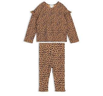 Miles The Label Girls' Leopard Print Long Sleeve Top & Leggings Set - Baby