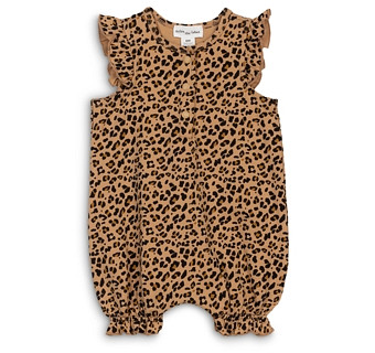 Miles The Label Girls' Leopard Print Ruffled Playsuit - Baby