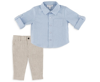Miniclasix Baby Boys' Linen Button-Down Shirt & Pants Set - Baby