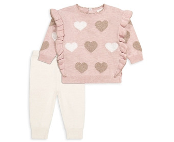 Miniclasix Girls' Hearts Sweater & Pants Set - Baby