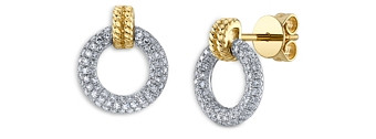 Moon & Meadow 14K Two Tone Gold Diamond Circle Stud Earrings