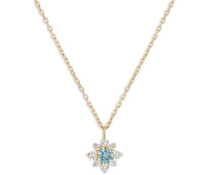 Moon & Meadow 14K Yellow Gold Swiss Blue & White Topaz Flower Pendant Necklace, 16-18 - 100% Exclusive