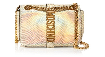 Moschino Embossed Iridescent Logo Shoulder Bag