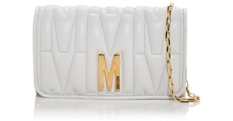 Moschino Logo Quilted Leather Chain Wallet