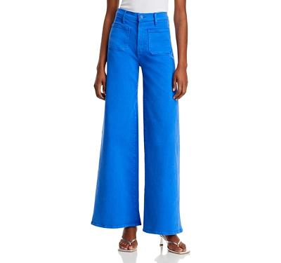 Mother High Rise Patch Pocket Wide Leg Jeans in Snorkel Blue