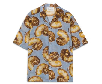 Nanushka Bodil Cotton Nautilus Print Loose Fit Button Down Camp Shirt