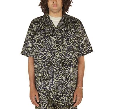 Nicholas Daley Aloha Zebra Swirl Regular Fit Button Down Camp Shirt