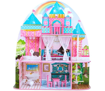 Olivia's Little World by Teamson Kids Princess Castle 12 Doll House Pink - Ages 3-7