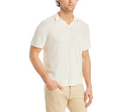 Onia Open Collar Short Sleeve Linen Polo Shirt