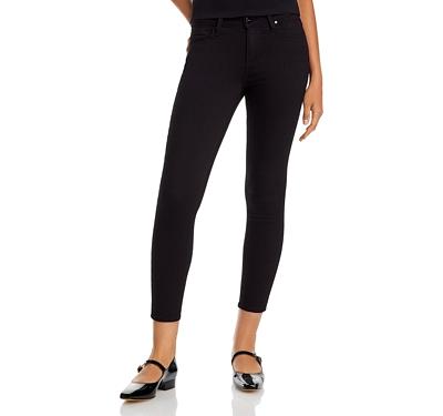 Paige Transcend Verdugo Mid Rise Cropped Skinny Jeans in Black Overdye