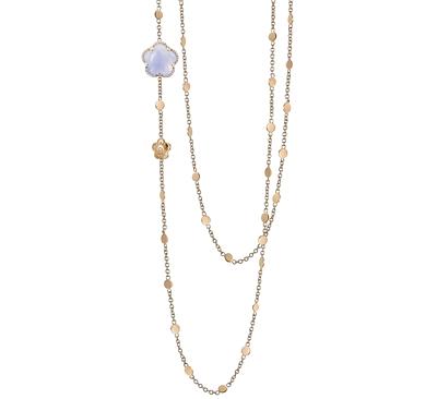 Pasquale Bruni 18K Rose Gold Bon Ton Floral Blue Chalcedony & Diamond Necklace, 40