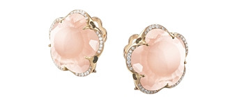 Pasquale Bruni 18K Rose Gold Bon Ton Rose Quartz & Diamond Floral Earrings