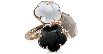 Pasquale Bruni 18K Rose Gold Bouquet Lunaire Ring with Grey & White Moonstone, Onyx & White Diamonds