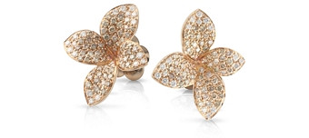 Pasquale Bruni 18K Rose Gold Petit Garden White & Champagne Diamond Floral Stud Earrings