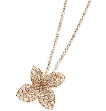 Pasquale Bruni 18K Rose Gold Petit Garden White & Champagne Diamond Pave Butterfly Pendant Necklace, 16.93