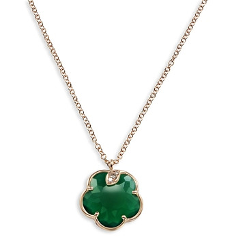 Pasquale Bruni 18K Rose Gold Petit Joli Green Agate and Diamond Pendant Necklace, 16.75