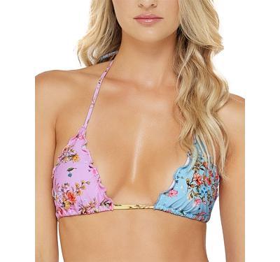 Pq Swim Dolce Embroidered Lettuce Edge Triangle Bikini Top
